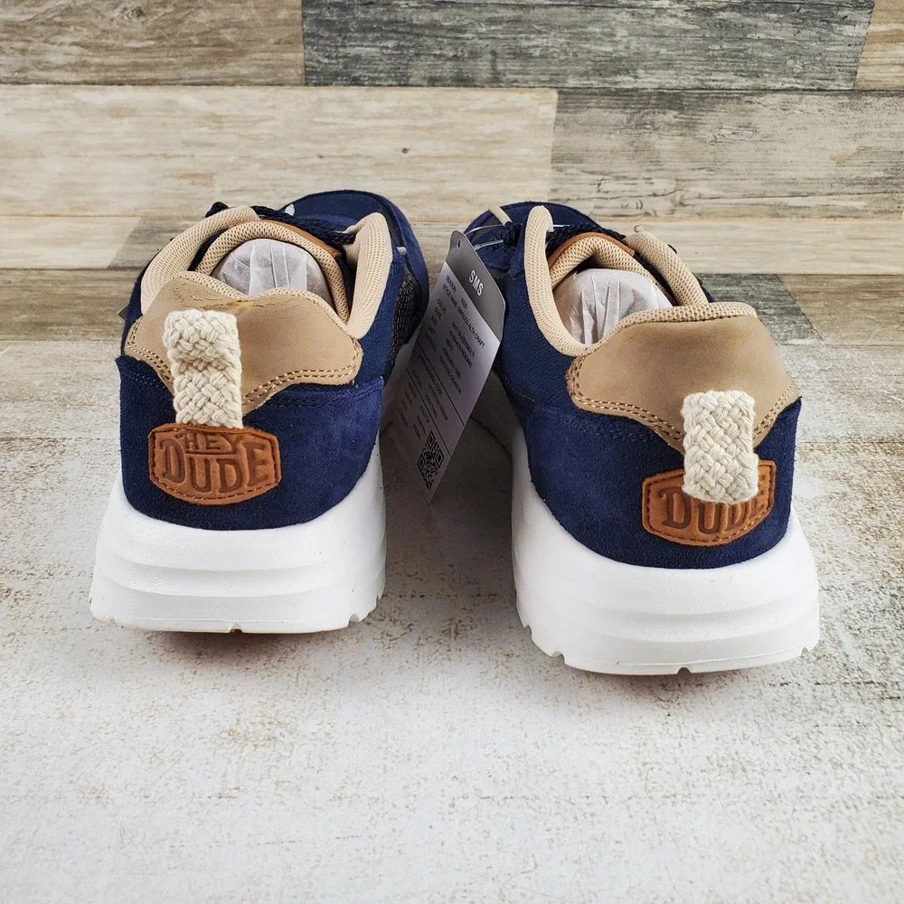 Hey Dude Sirocco Alta Craft Mens Shoes Sz 9 Navy Blue Suede Lace-Up Sneakers